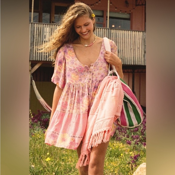 ⭐️SPELL & THE GYPSY COLLECTIVE⭐️ Hibiscus Lane Mini Dress In Musk Size S - Picture 4 of 10